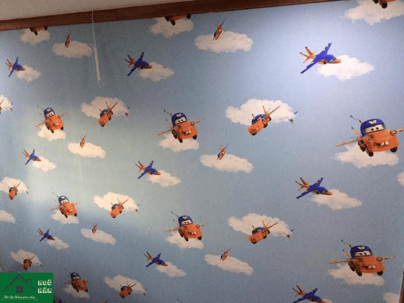 Giấy dán tường phòng trẻ em hình máy bay