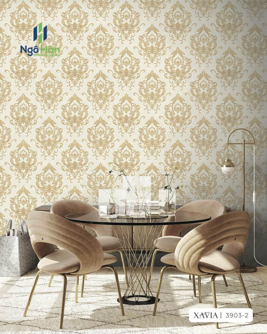 Giấy dán tường cổ điển màu vàng