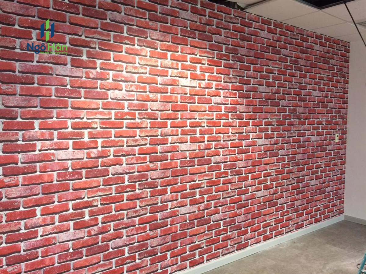 Giấy dán tường giả gạch đỏ
