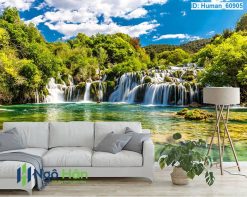Mẫu tranh 3d thác nước cho phòng khách