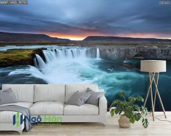Tranh 3d dán tường thác nước