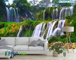 Tranh dán tường 3d thác nước cho phòng khách