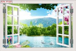 Tranh dán tường cửa sổ 3d