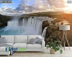Tranh dán tường thác nước hoàng hôn