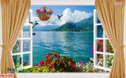 Tranh dán tường 3d hình cửa sổ