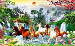 Tranh dán tường mã đáo thành công 50819