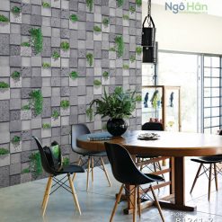 Giấy dán tường phòng ăn giả đá