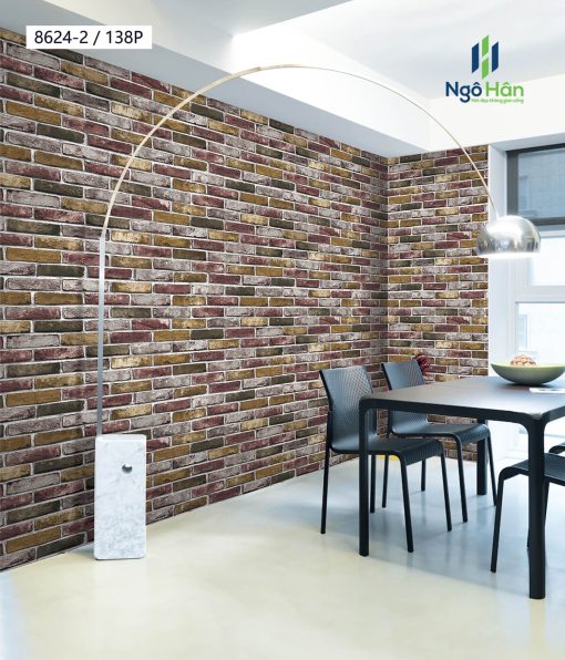 Mẫu giấy dán tường phòng ăn giả gạch