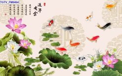 Tranh cá chép hoa sen FM0464