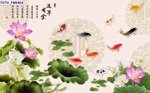 Tranh cá chép hoa sen FM0464