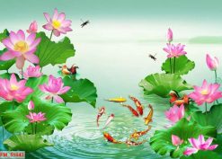 Tranh hoa sen cá chép