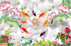 Tranh 3d cá chép dán tường