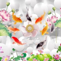 Tranh 3d cá chép dán tường