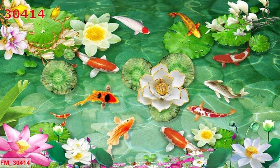 Tranh cá chép hoa sen đẹp