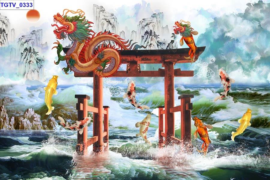 Tranh cá chép vượt vũ môn