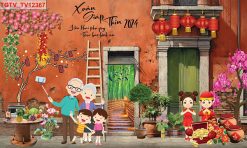 Tranh dán tường trang trí tết