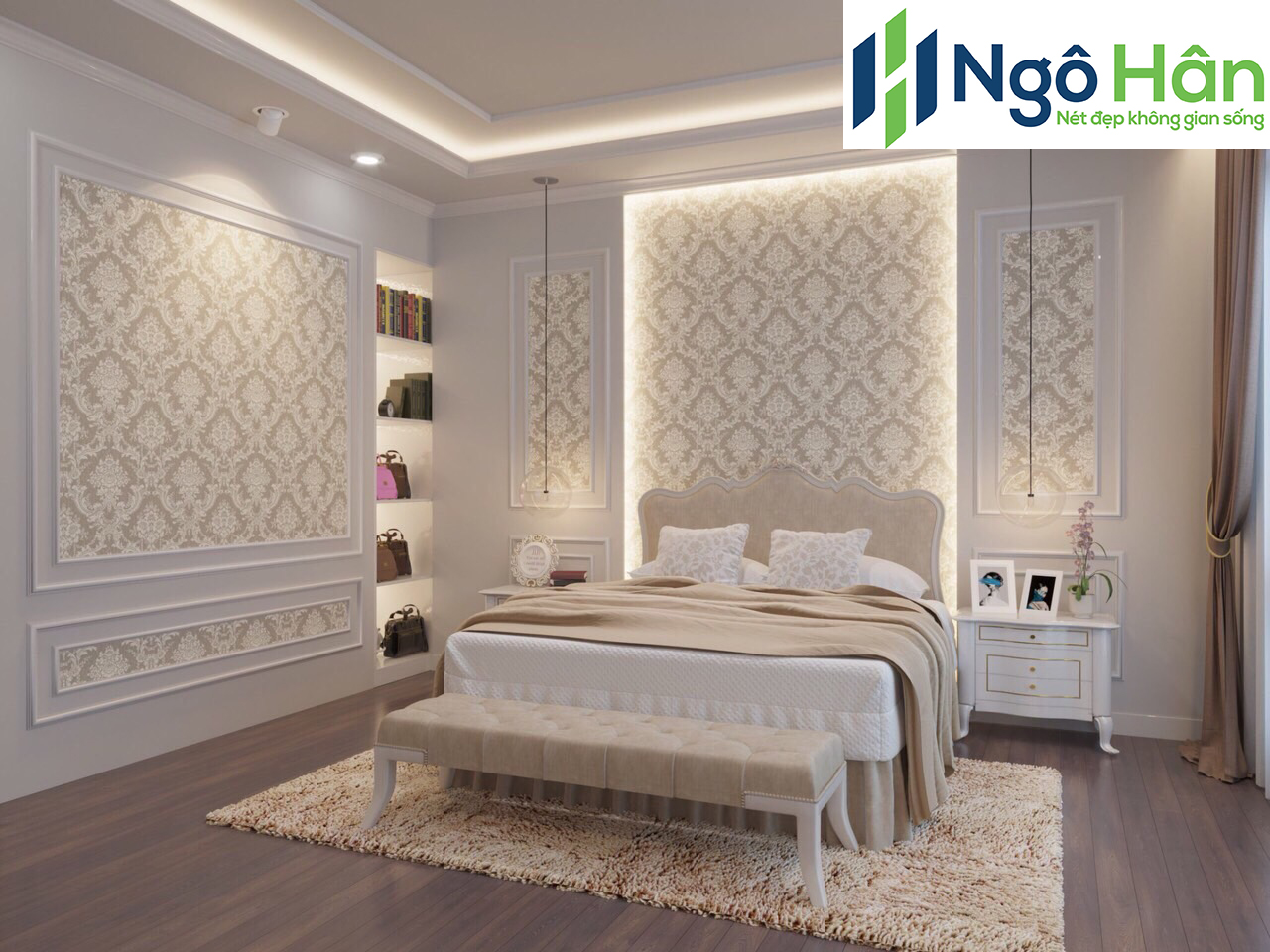 Giấy dán tường phòng ngủ cao cấp