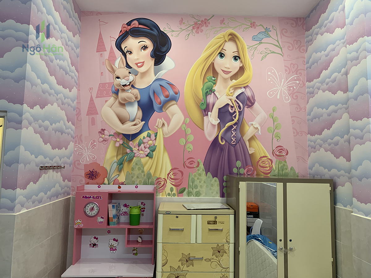 Giấy dán tường phòng trẻ em hình công chúa