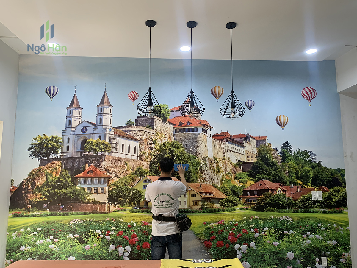 Giấy dán tường trẻ em hình lâu đài