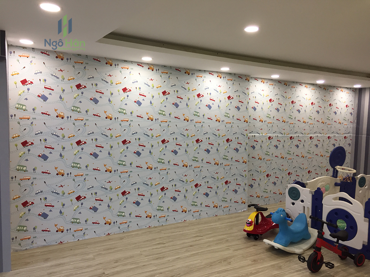 Giấy dán tường phòng trẻ em hình ô tô