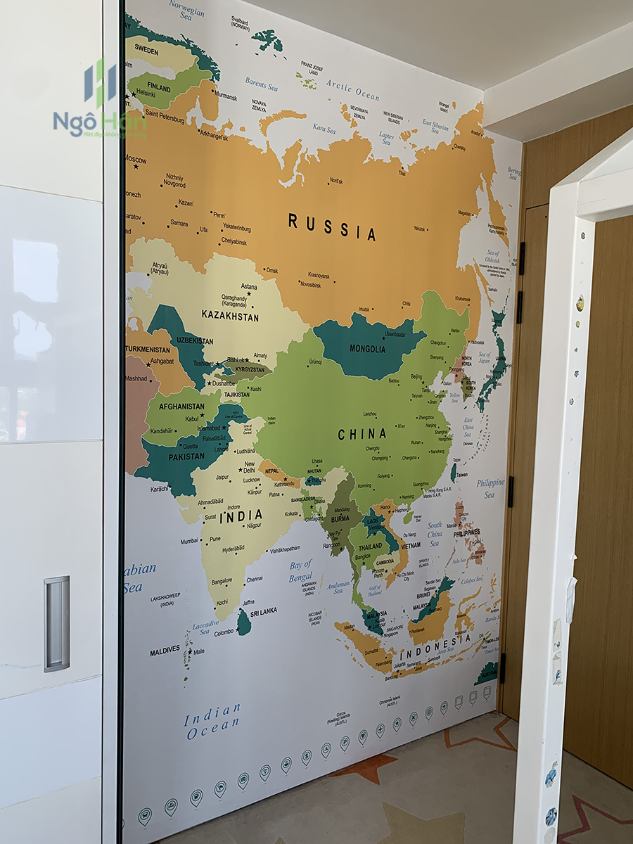 Giấy dán tường trẻ em bản đồ thế giới